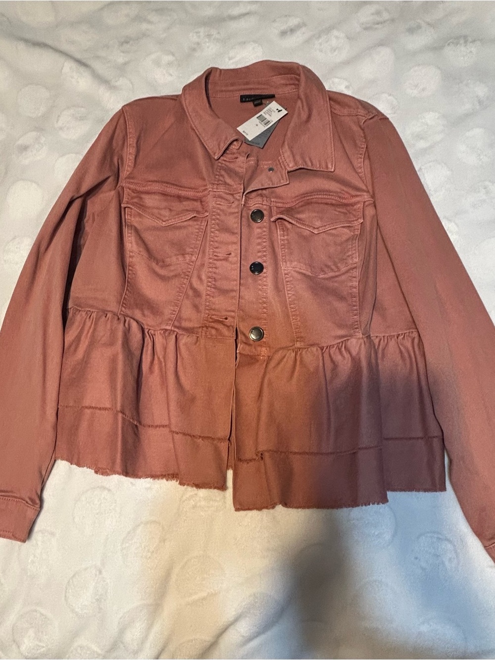 Lane Bryant Dusty Rose Peplum Jean Jacket